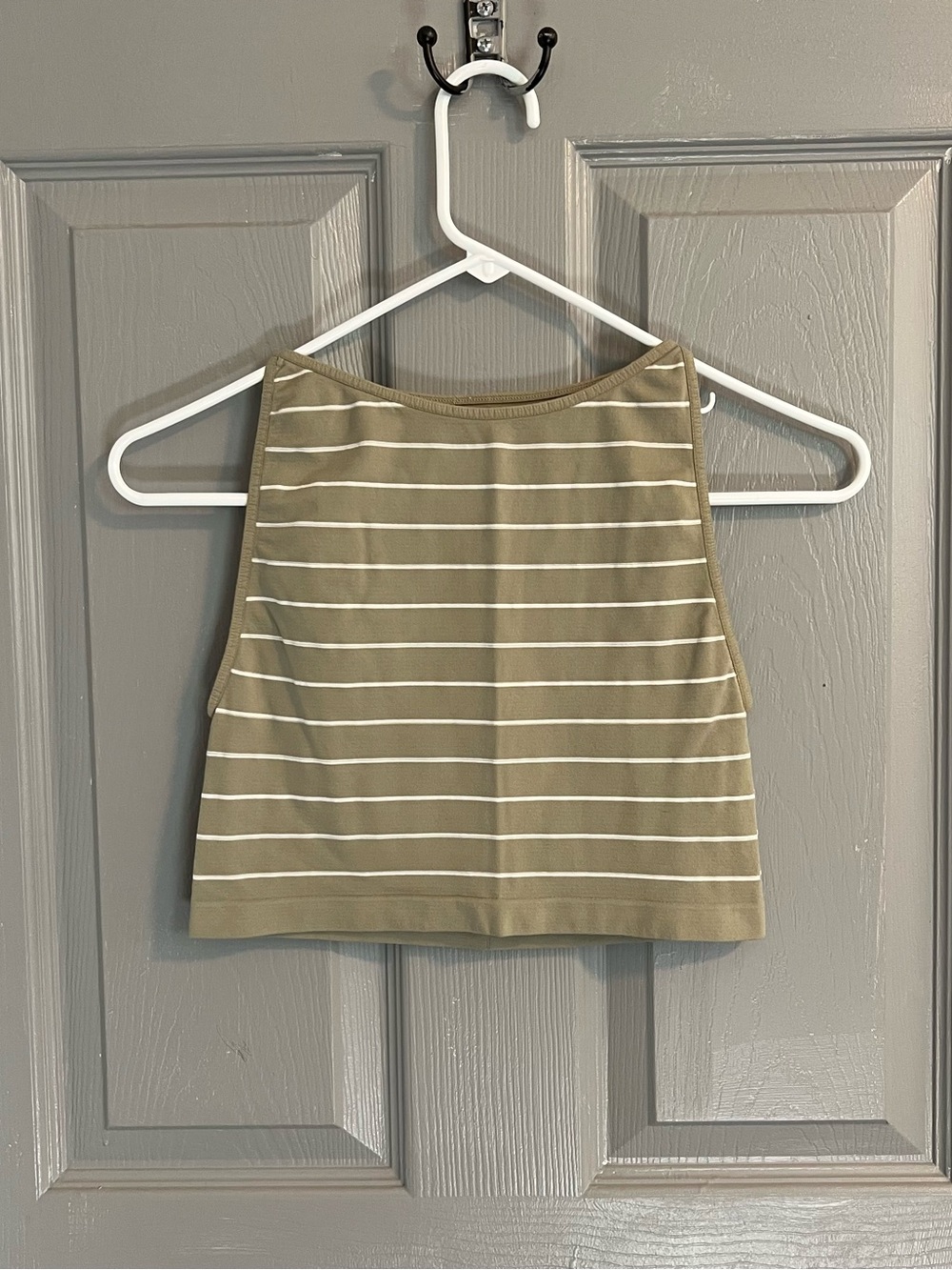 Intimately Free People Striped Olive High-Neck Crop Top Women XS